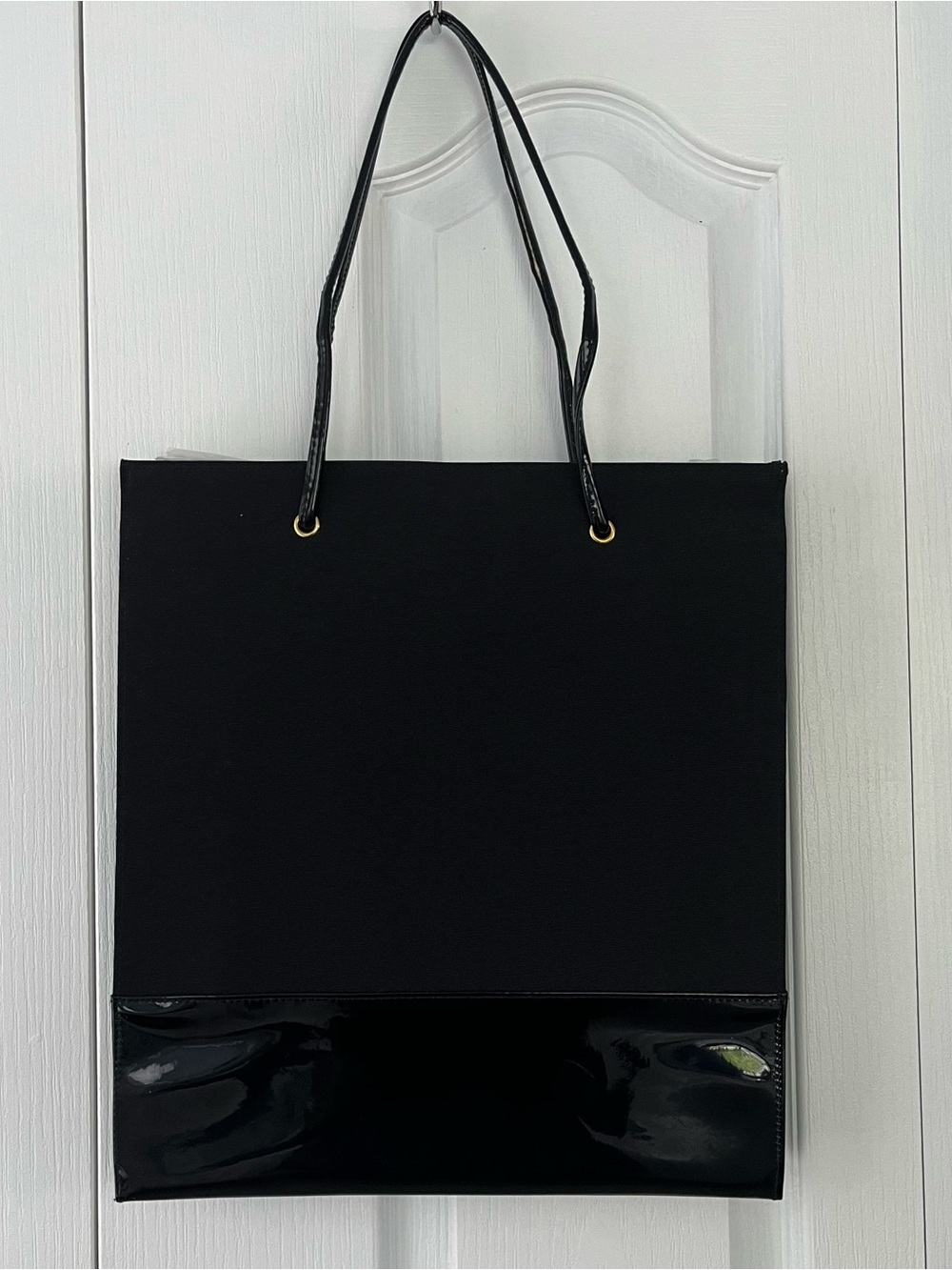 New VTG Princess Marcella Borghese Black Canvas+Patent leatherLined Tote